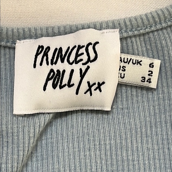 Princess Polly Ribbed Wrap Top in Light Blue - Picture 2 of 2